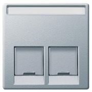 Накладка 2-ая с полем для надписи комп/тел розетки RJ11/RJ45 прямая System M Merten алюминий