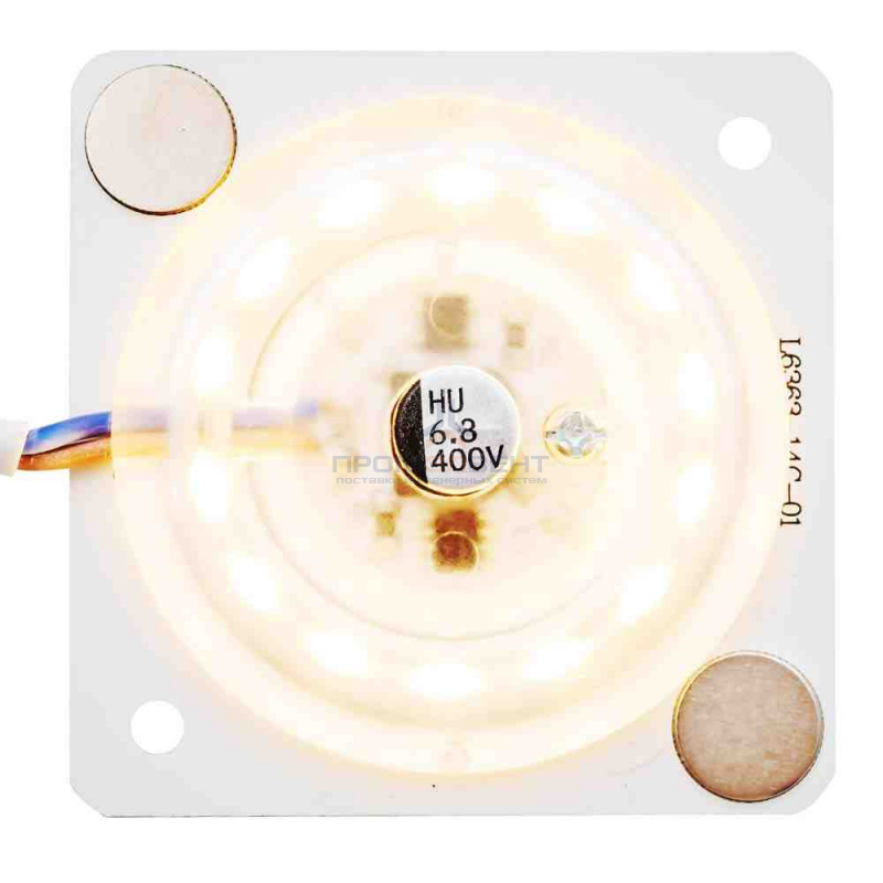02-12 Плата светодиодная 220В, 12Вт, SMD2835, 80Лм\Вт, 2700K, 63*63мм, прямоугольная с линзой,б/пульсации, ТБ