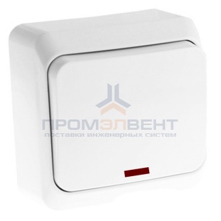 Переключатель одноклавишный с подсветкой Этюд белый [уп 25 шт]